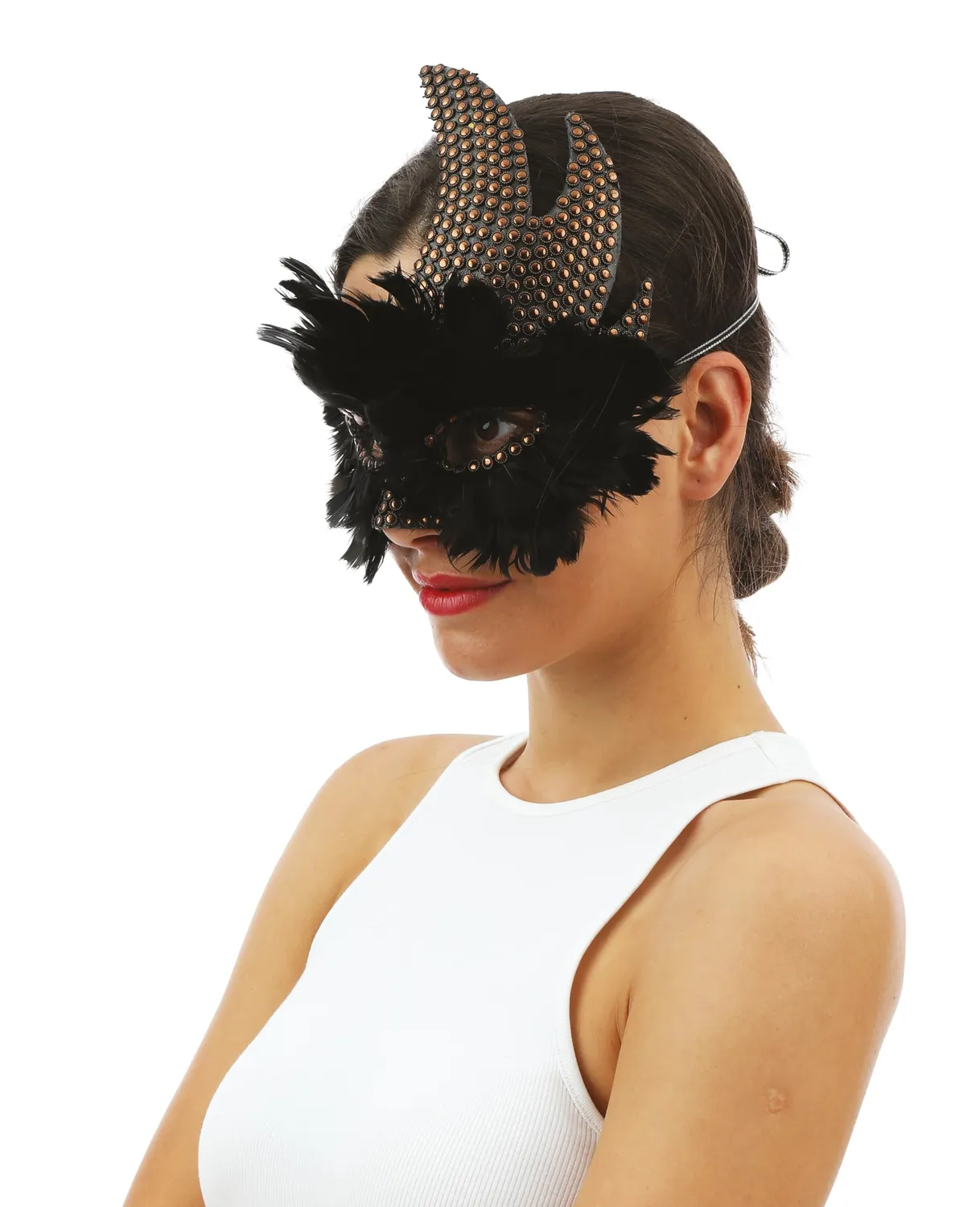 P'tit Clown maschera veneziana lupo nero borchiato adulto