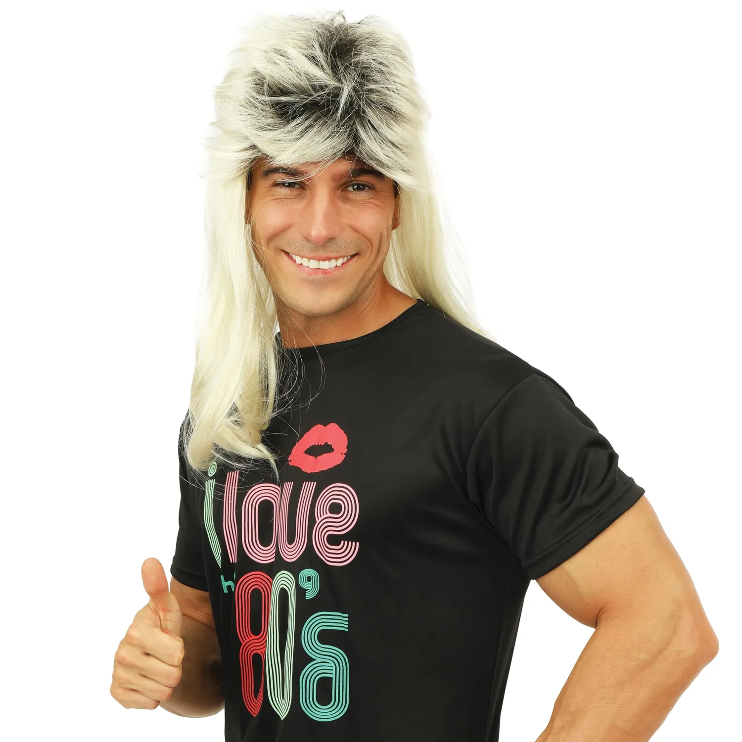 P'tit Clown Anni 80 parrucca mullet bionda triglia