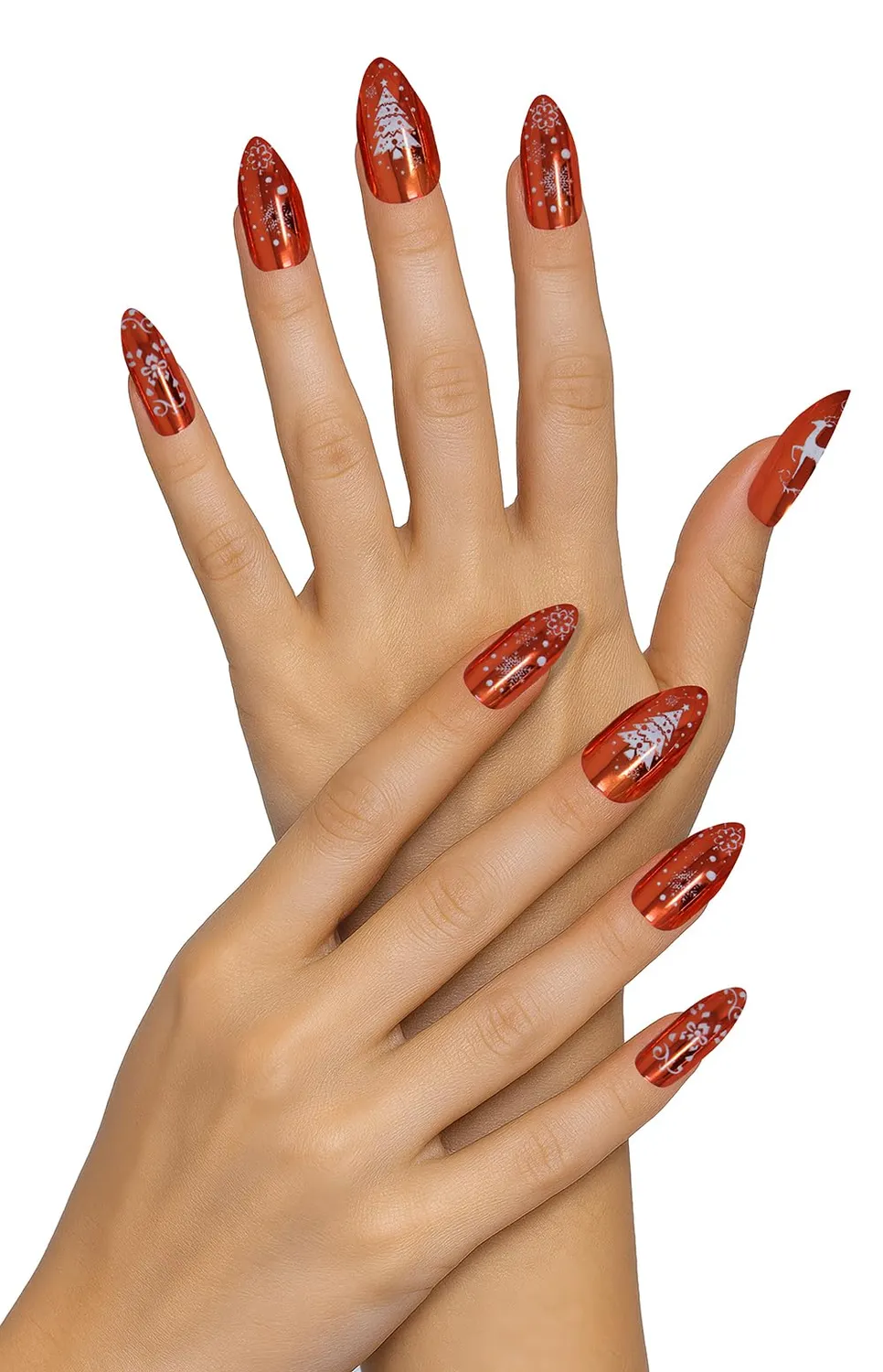 Fiestas Guirca Unghie Finte Natale Rosso Bianco 24 pz