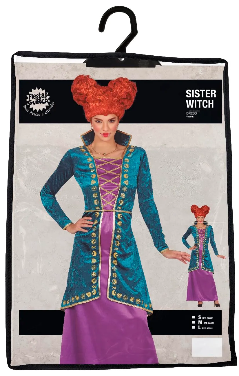Guirca sorella strega magica costume donna S viola turchese