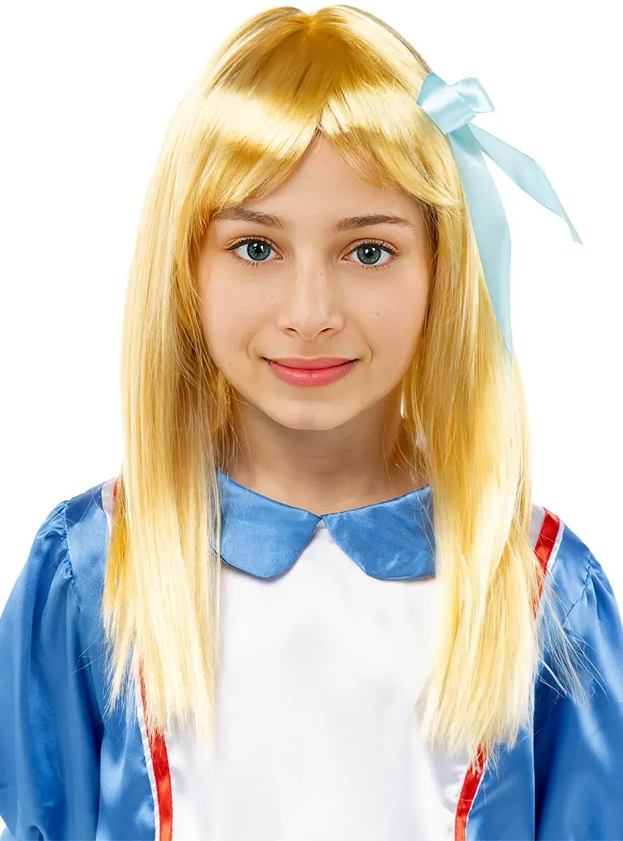 Funidelia Alice parrucca bambina bionda con nastro