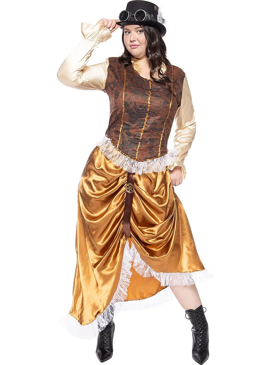 Funidelia Steampunk costume donna lungo marrone