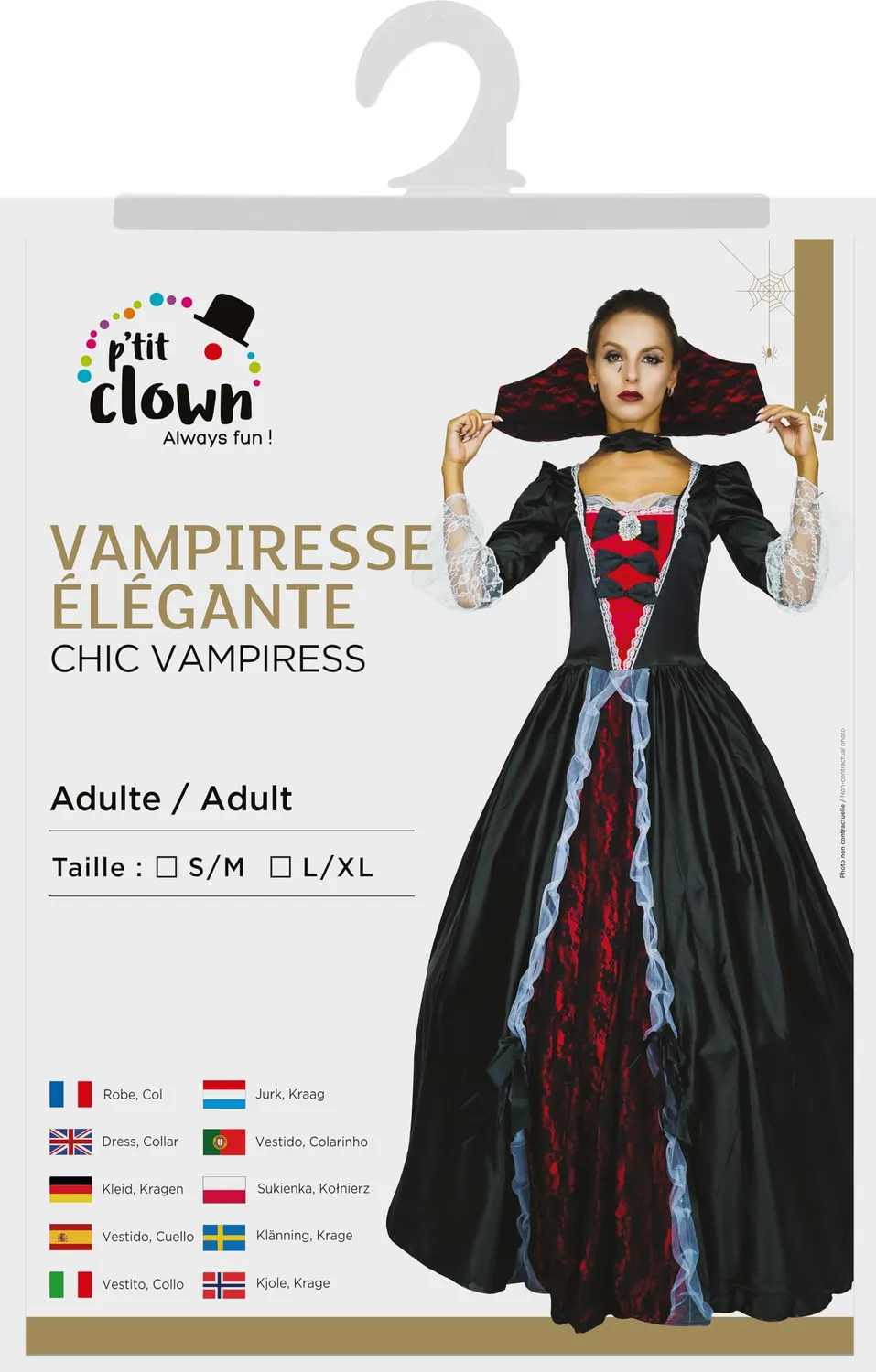 P'tit Clown Vampiressa Elegante Costume Donna Adulto