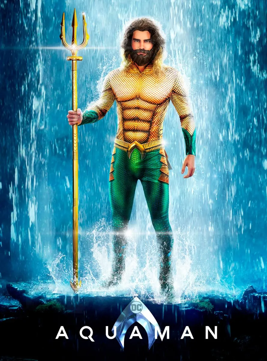 Funidelia Aquaman parrucca con barba marrone sintetica