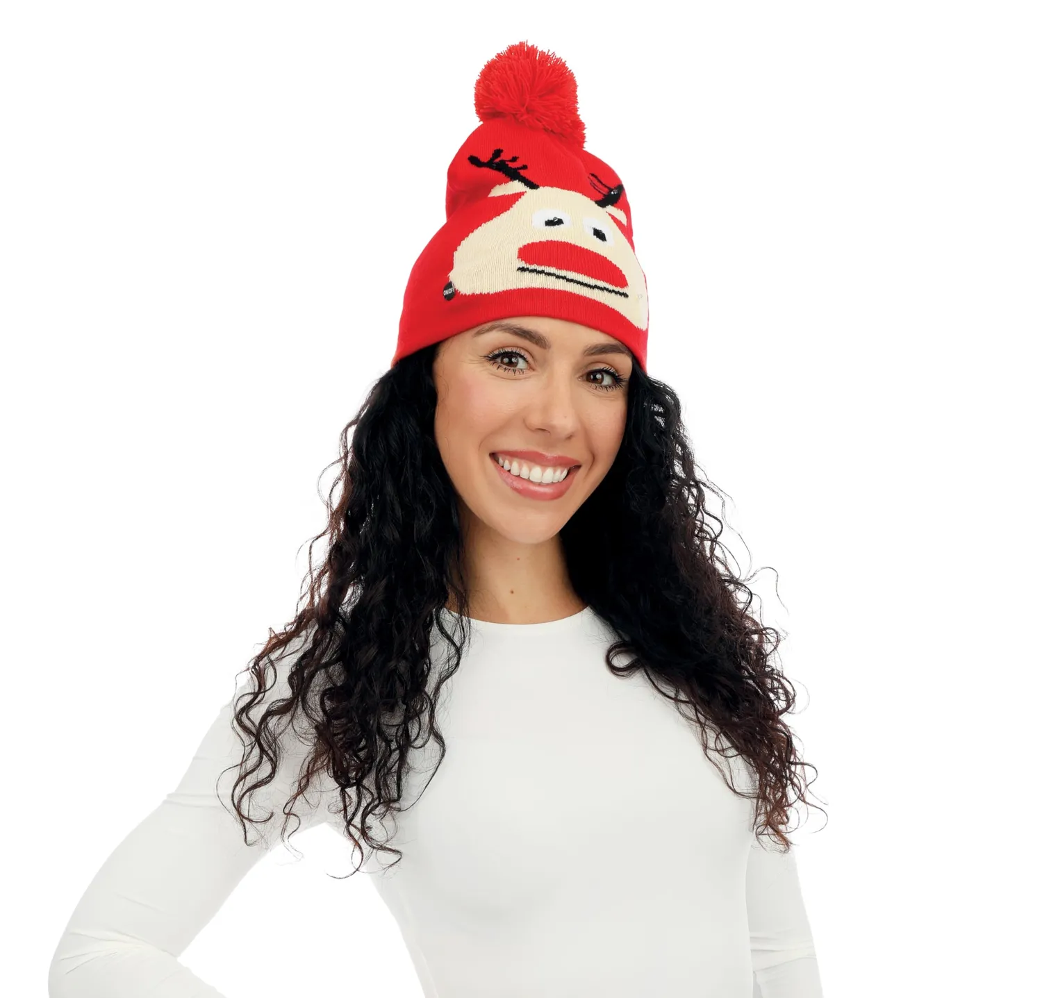 P'tit Clown Renna Luminosa cappello Natale adulto rosso