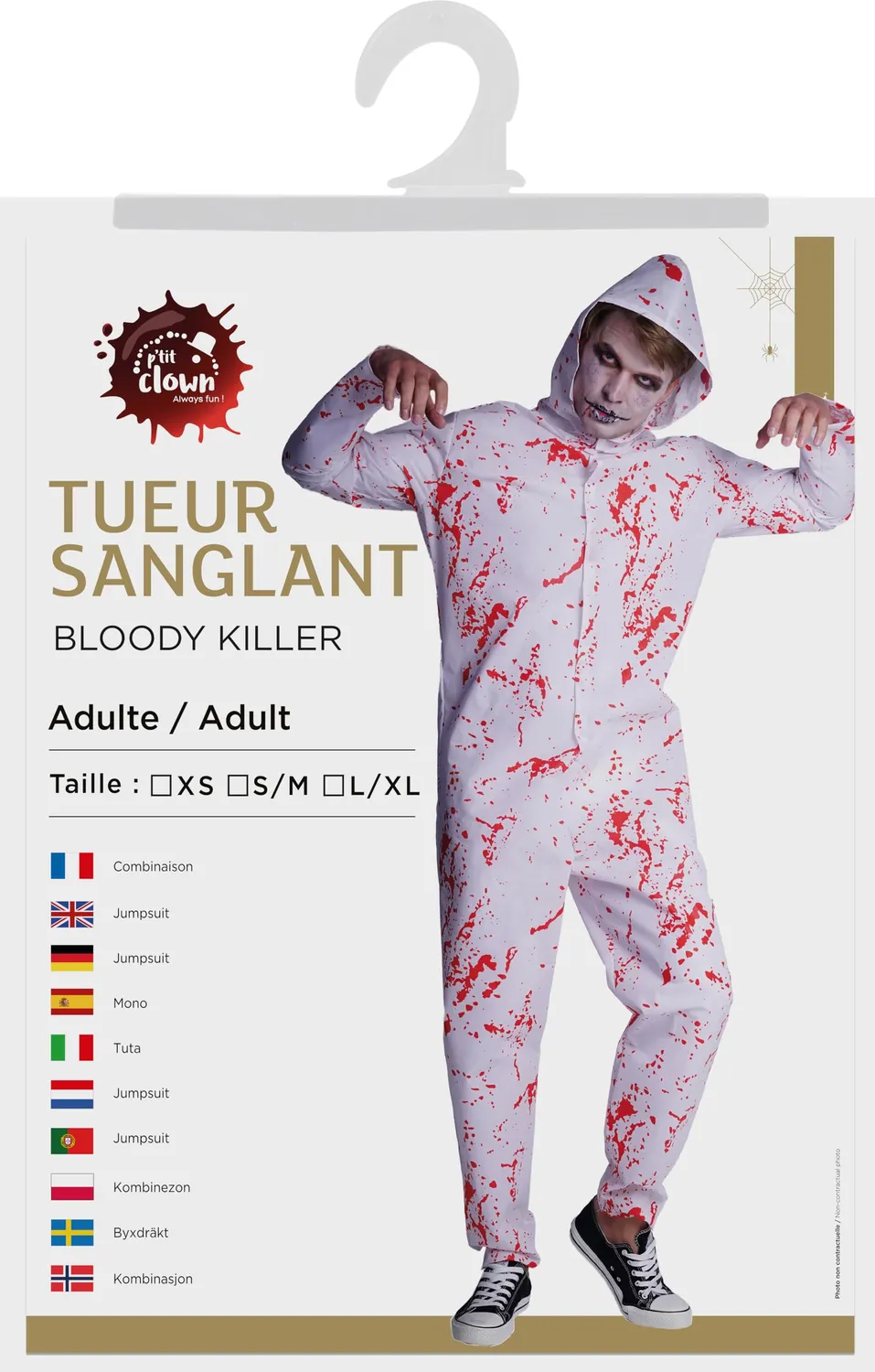 P'tit Clown Varzi costume assassino sanguinante S/M