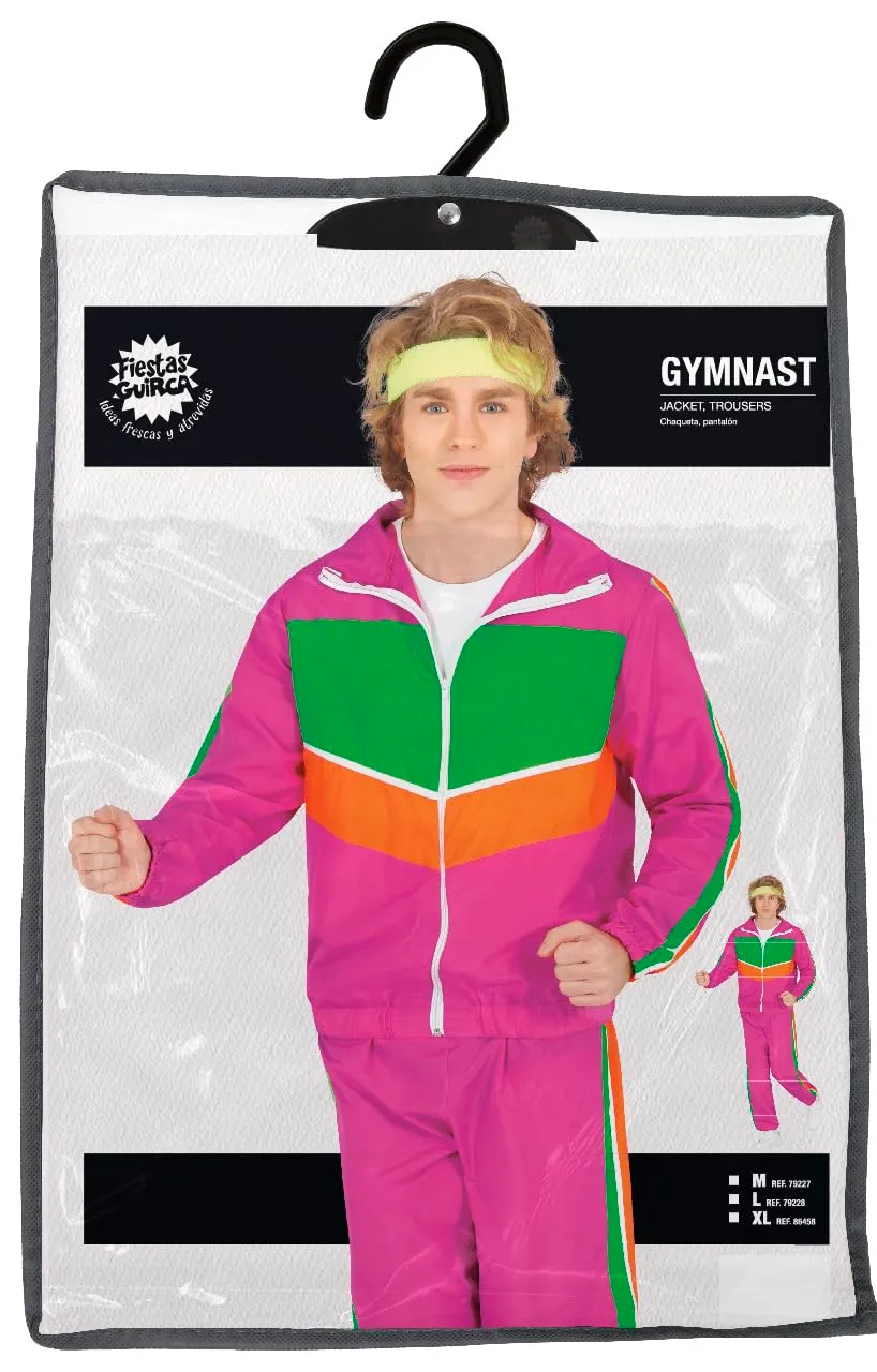 Guirca Ginnasta costume anni 80 rosa uomo taglia L