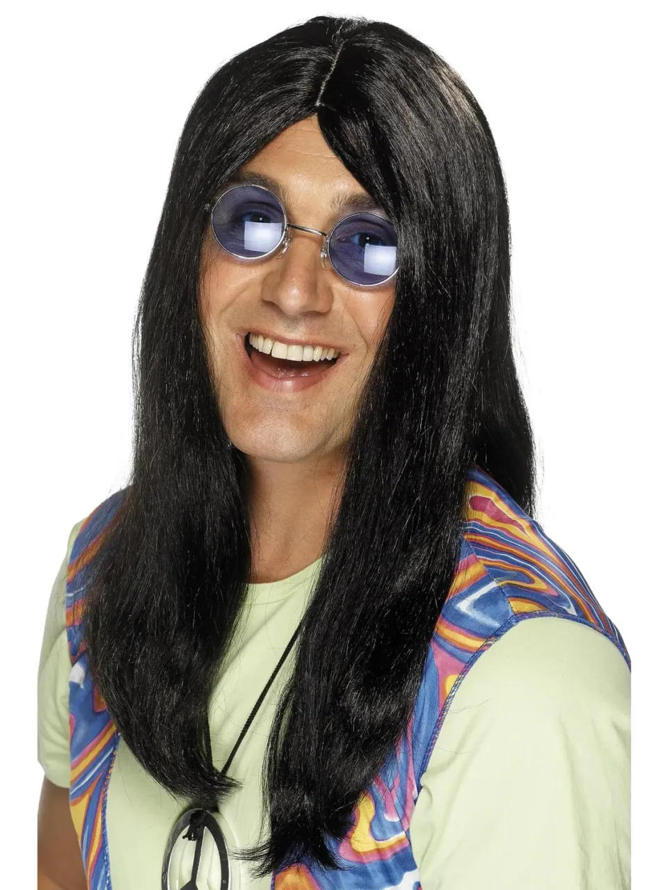Smiffys Neil Hippy parrucca marrone lunga liscia adulto