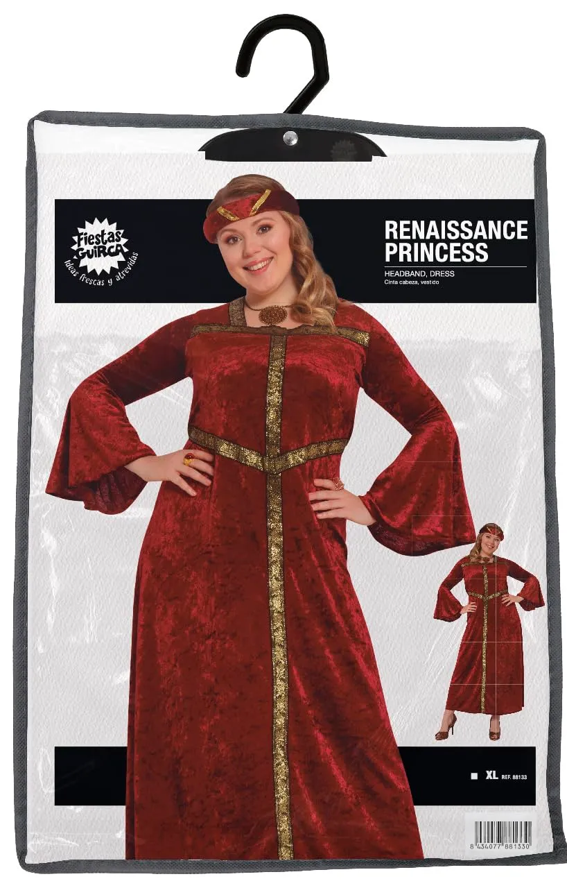 Guirca Principessa Rinascimento Costume Donna L 42-44 Rosso