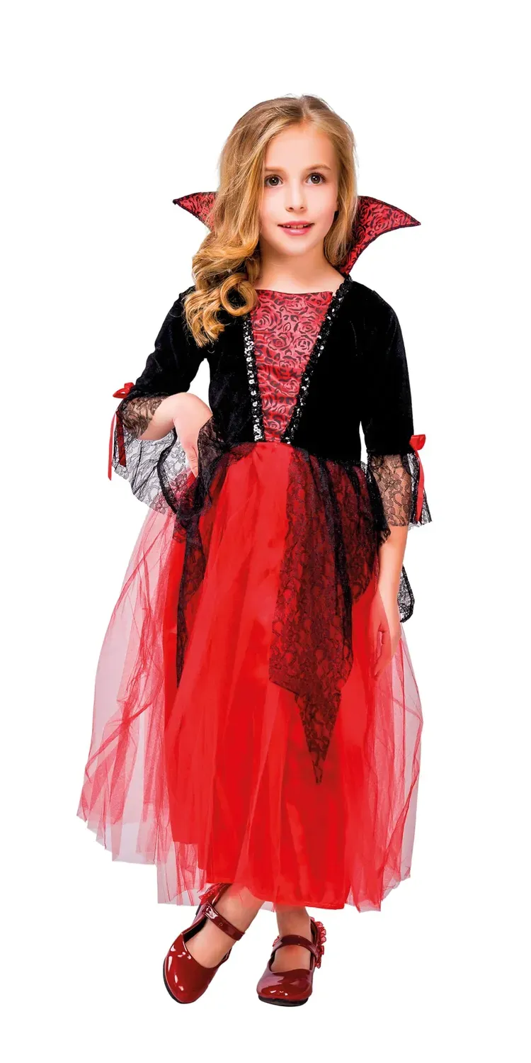 P'tit Clown Vampiro costume bambina rosso 7/9 anni