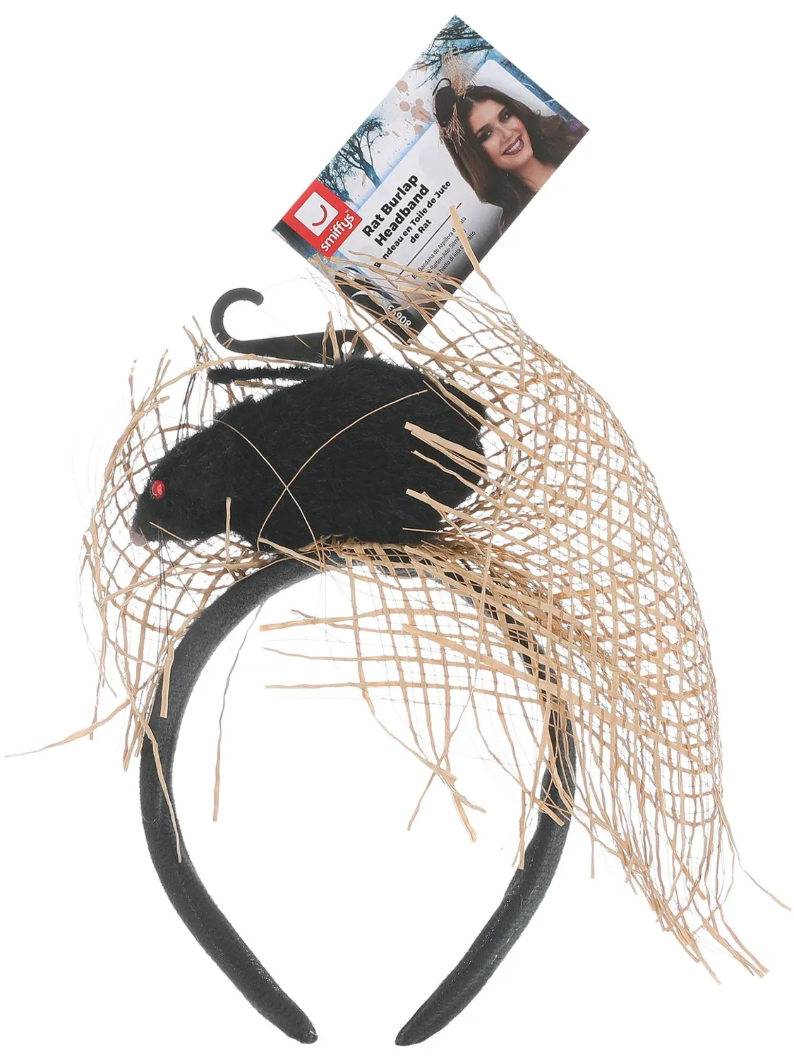 Smiffys Rat cerchietto halloween con topo nero