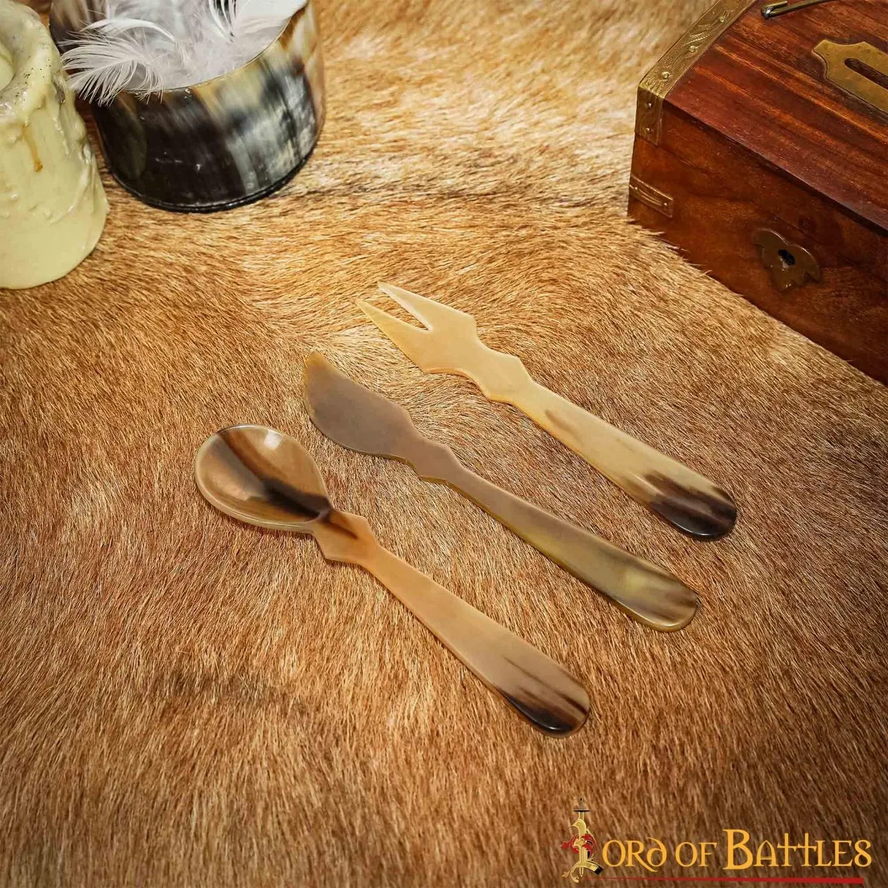 La Bottega di Merlino set posate in corno di bue fatto a mano