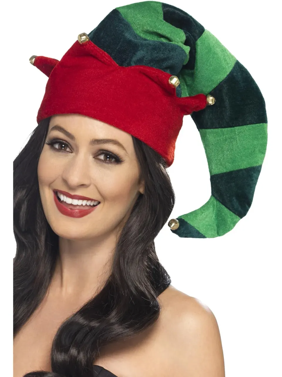 Smiffys Plush cappello elfo verde rosso campanelli Natale