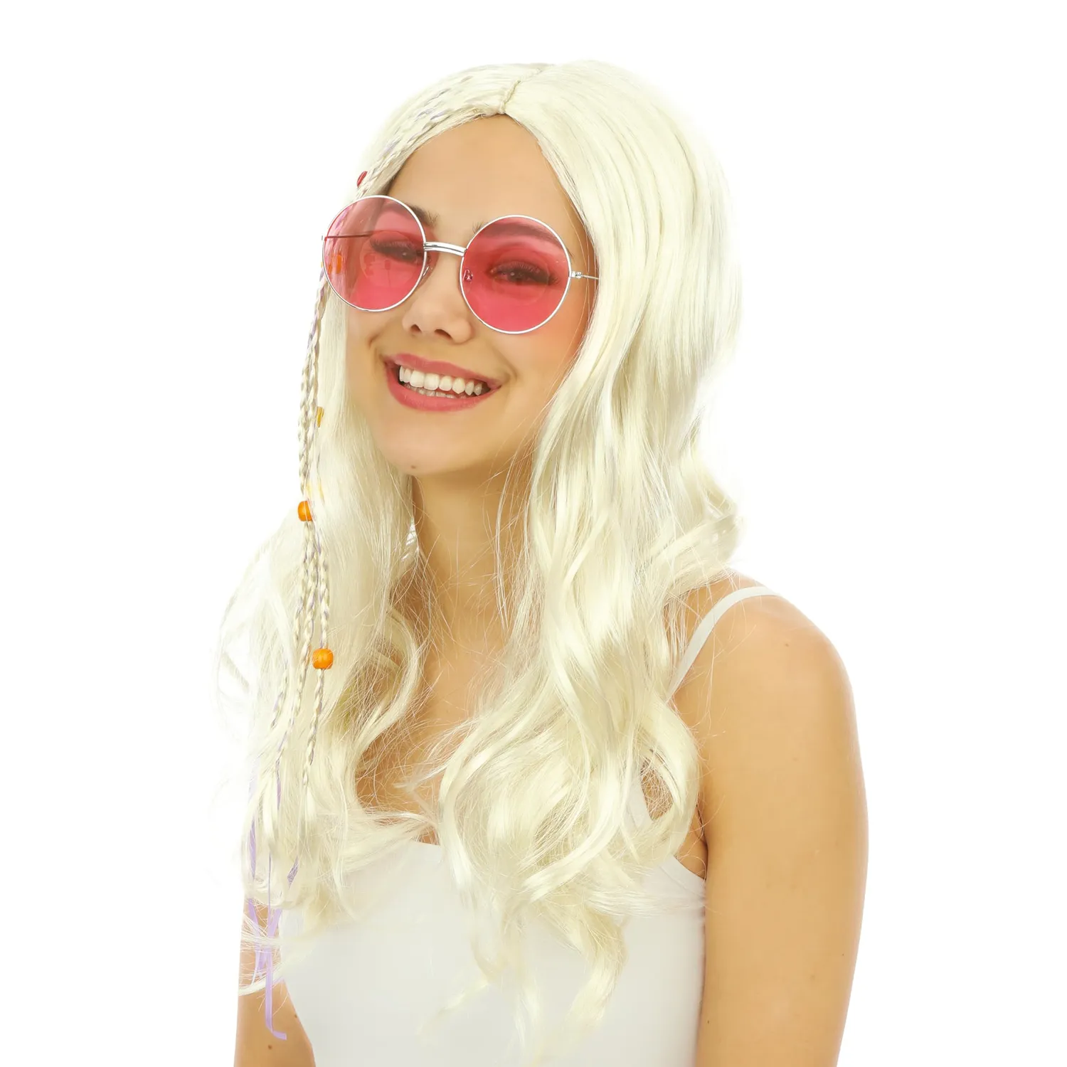 P'tit Clown Hippie occhiali tondi rosa metallizzati adulti