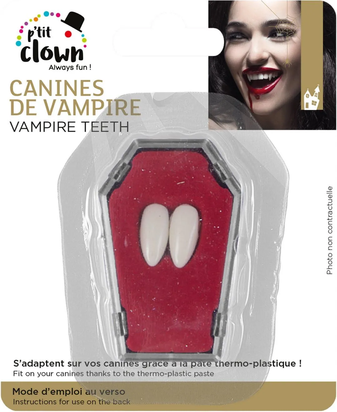 P'tit Clown Canini Vampiro zanne finte con pasta