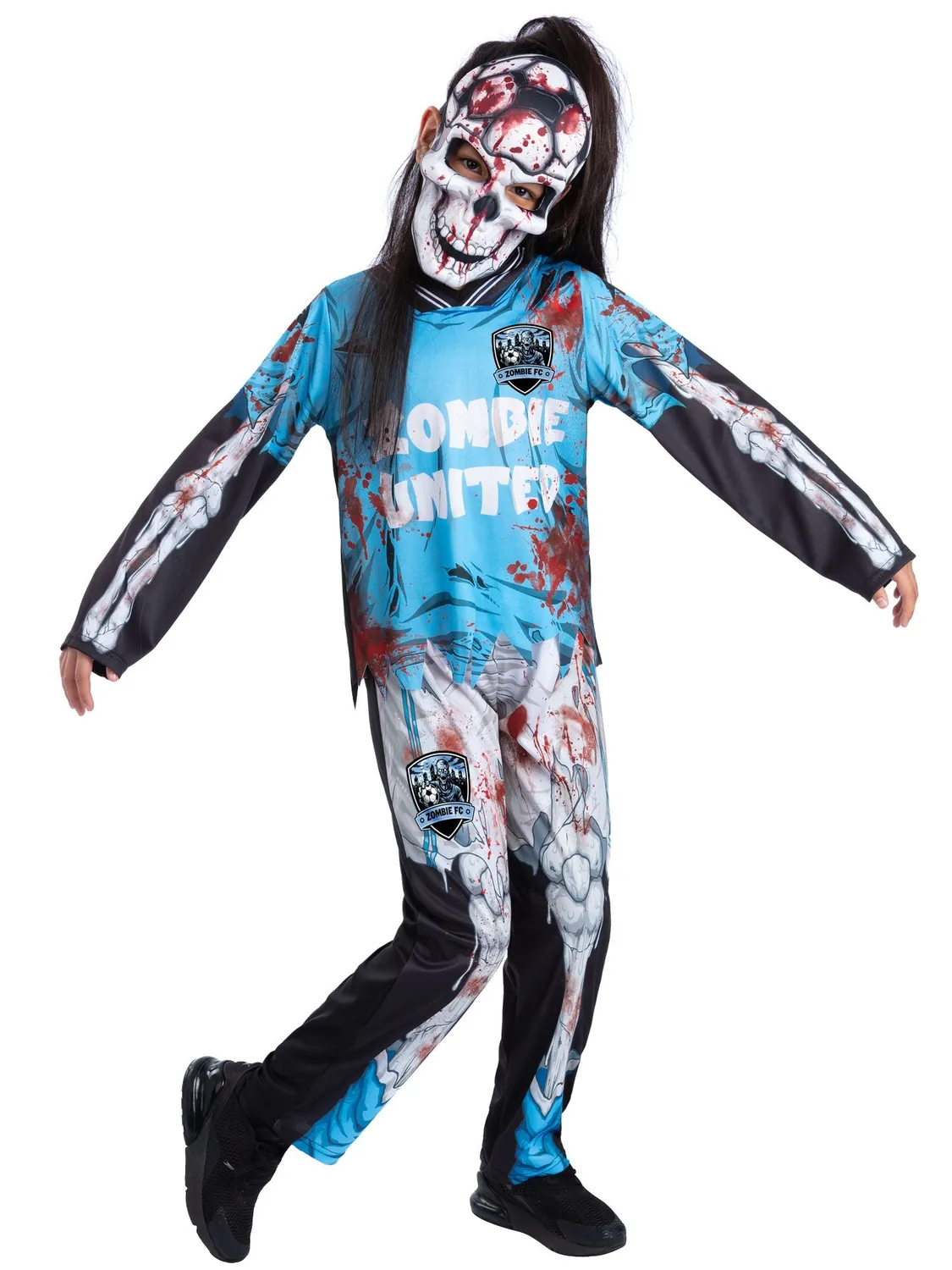 Smiffys Zombie FC costume calciatore scheletro blu 10-12 anni