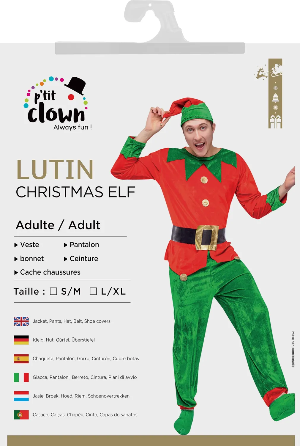 P'tit Clown Elfo costume uomo folletto Natale festa