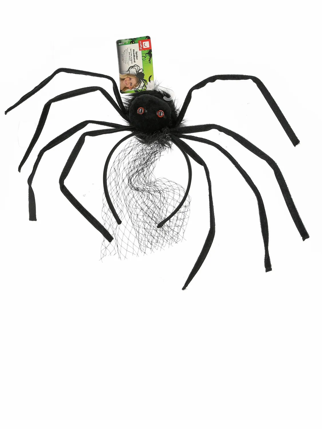 Smiffys Spider cerchietto ragno nero bimba velo