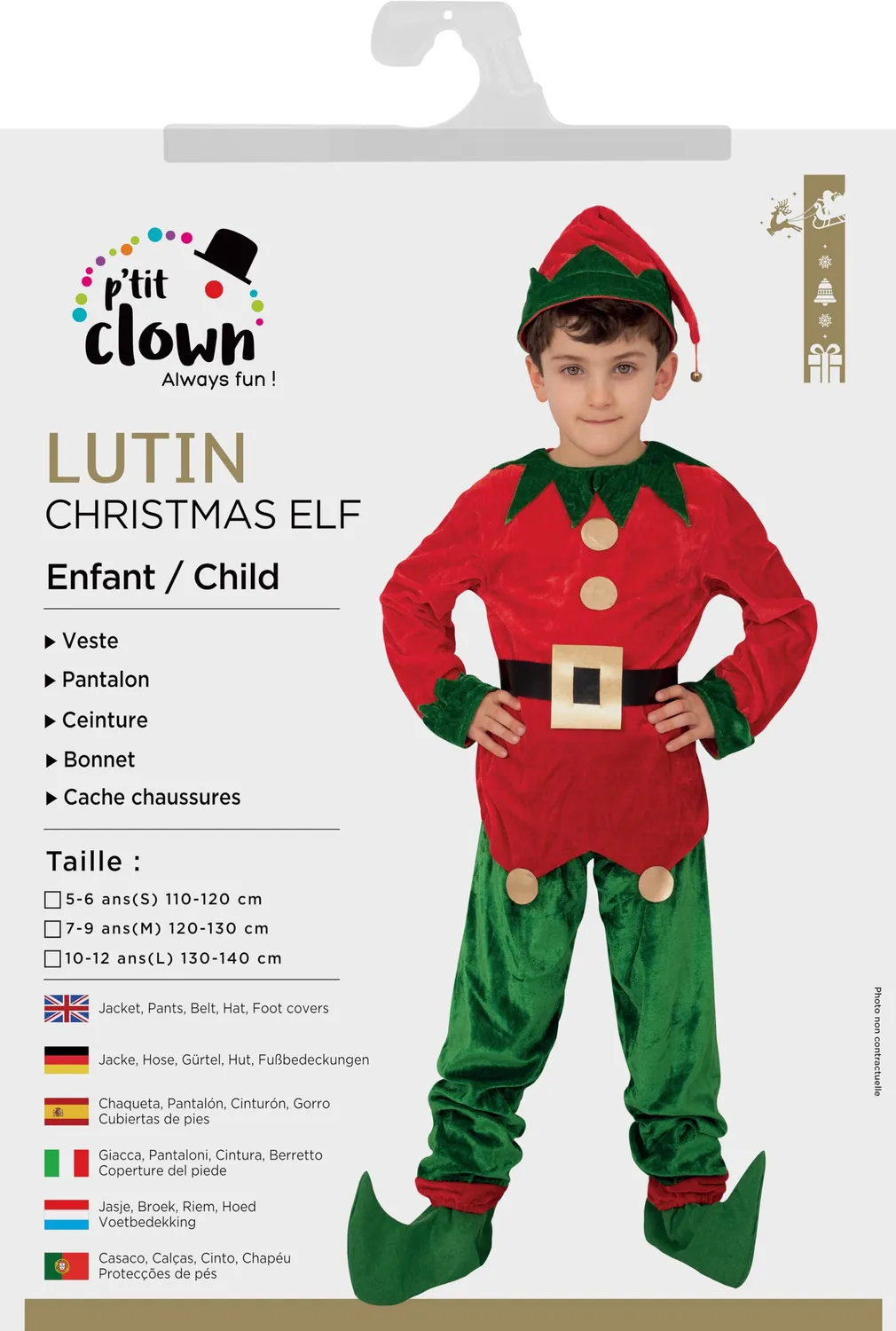 P'tit Clown Lutin re65654 costume bambino 10/12 anni Natale