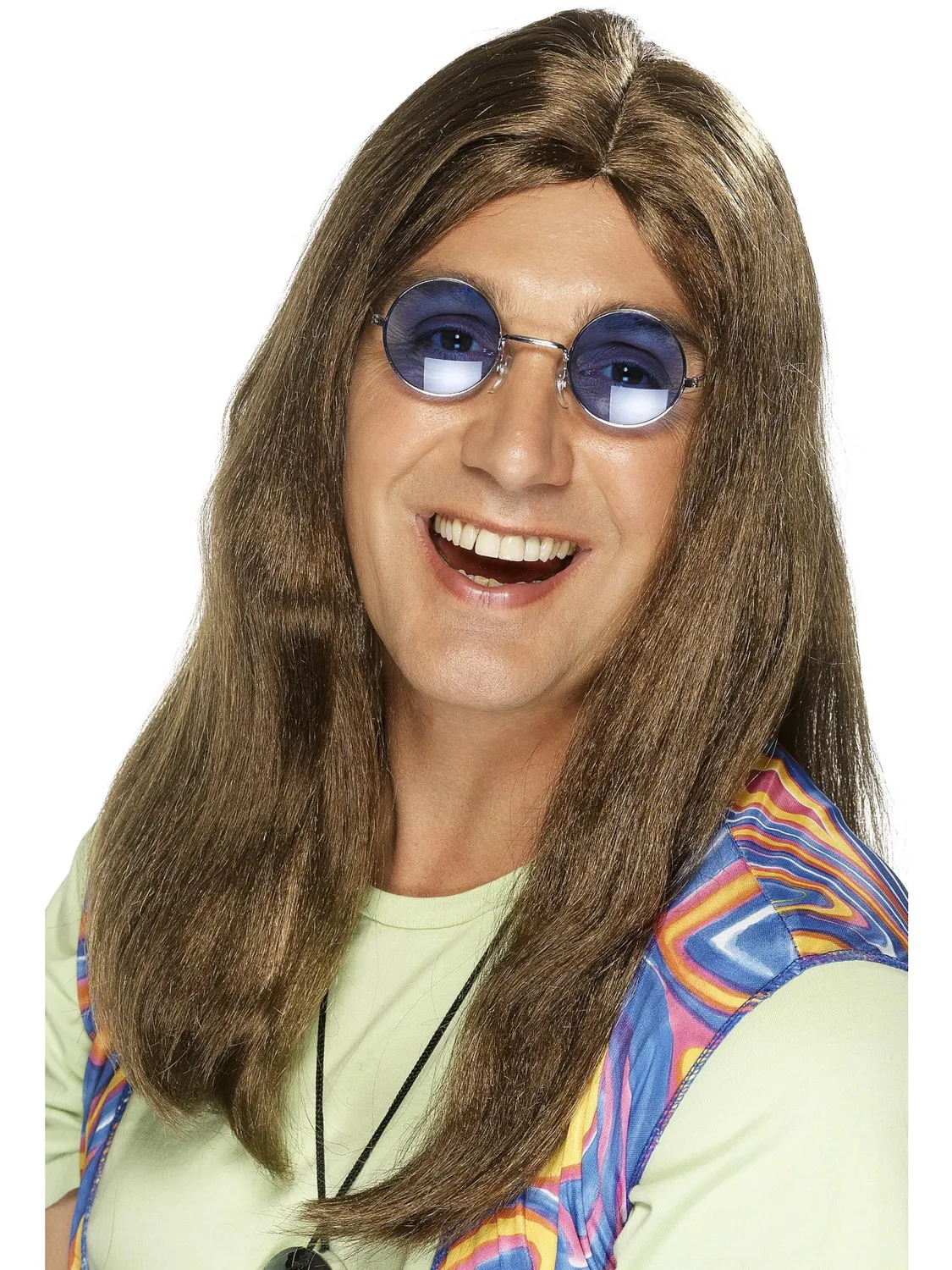 Smiffys Neil Hippy parrucca marrone lunga liscia adulto