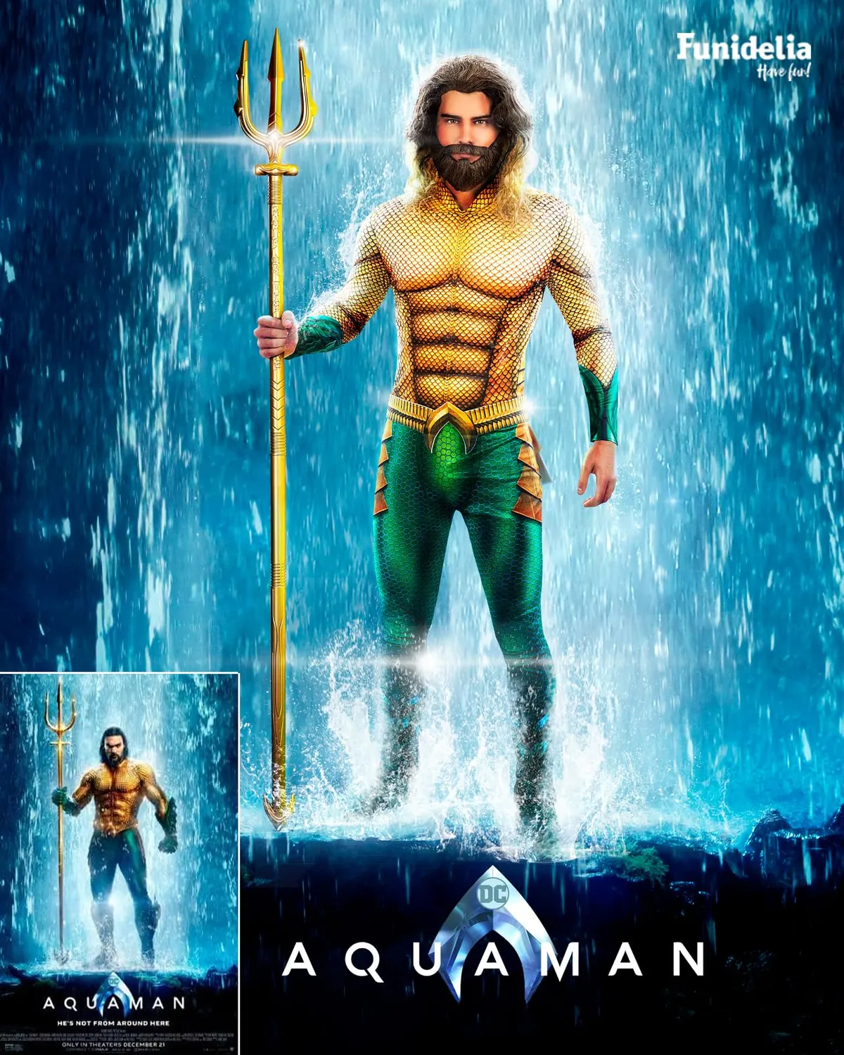 Funidelia Aquaman costume uomo L dorato supereroe