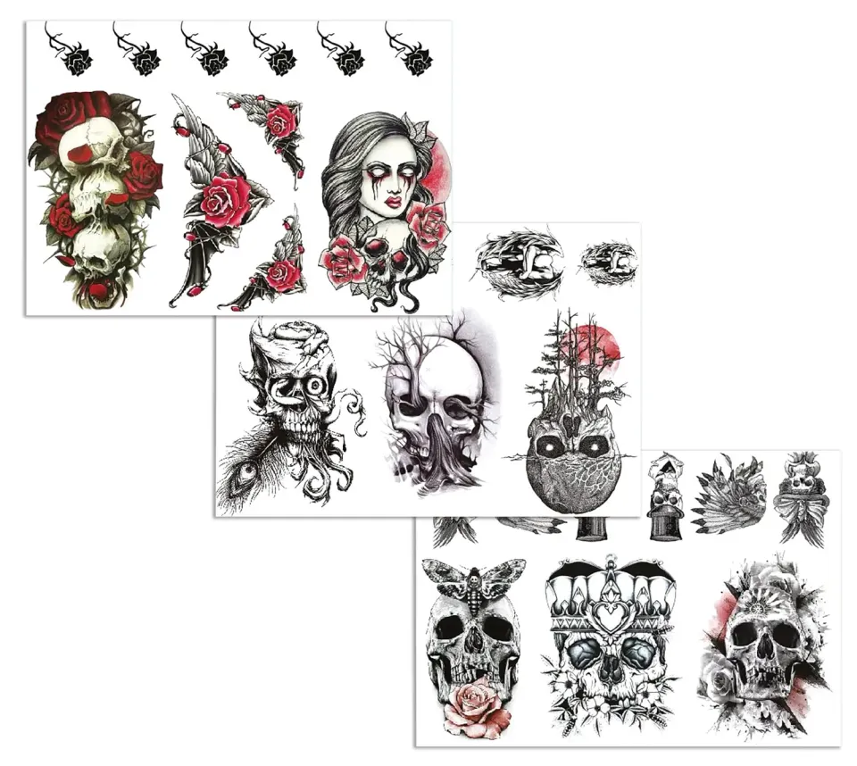 P'tit Clown Tatuaggi Effimeri Teschi Neri Halloween