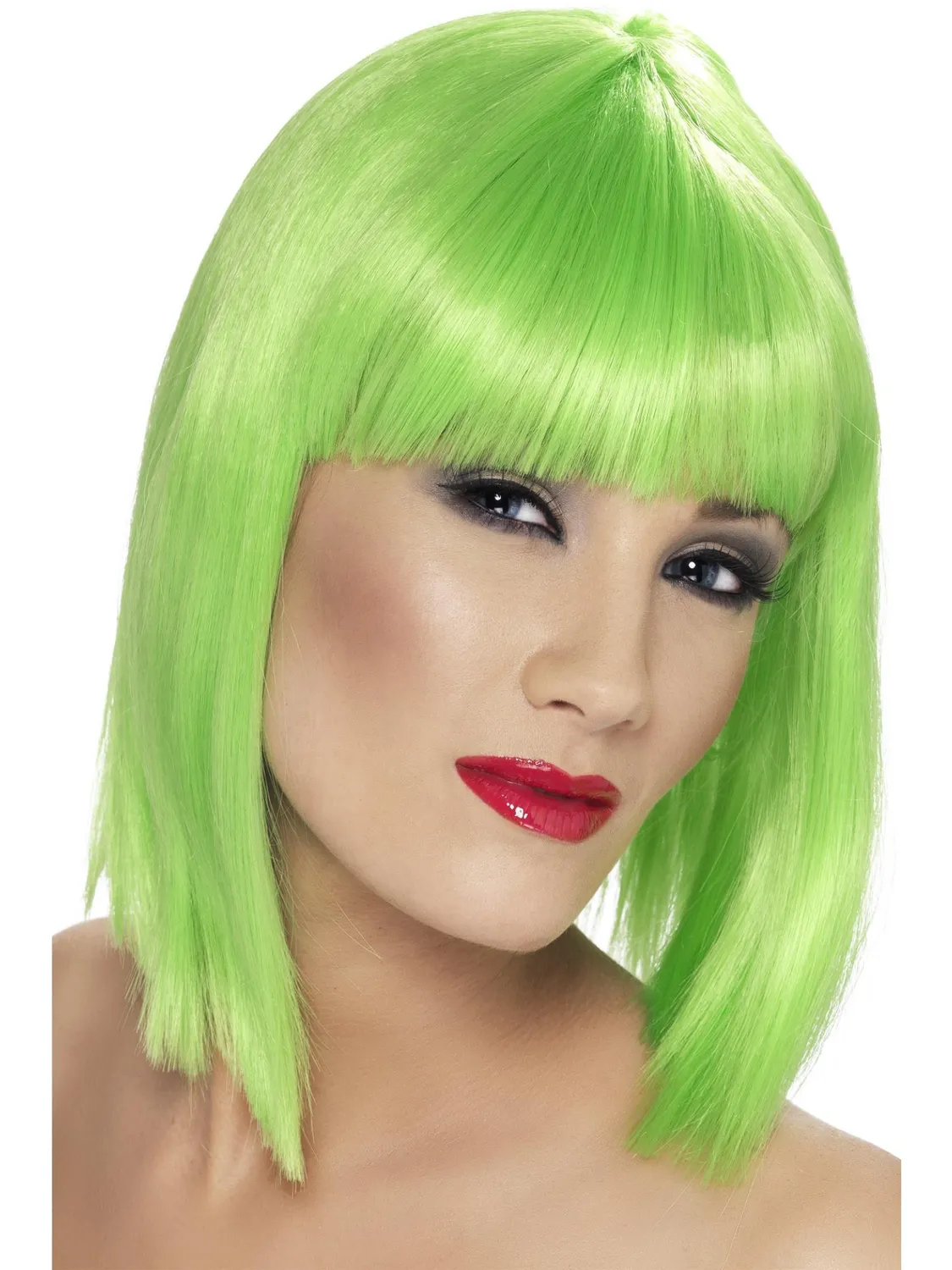 Smiffys Glam parrucca verde neon caschetto frangia donna