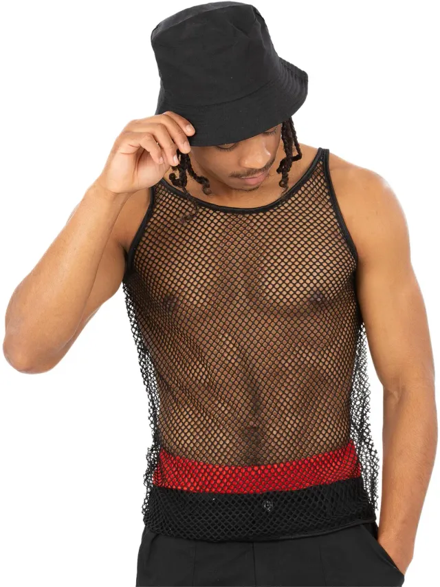 Smiffys 90s String Vest canotta rete nera S/M