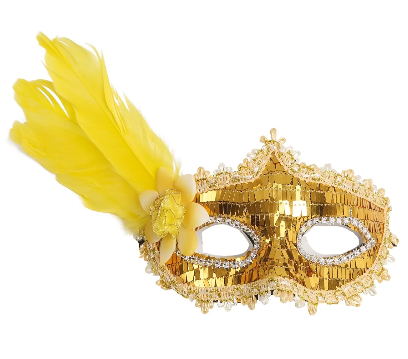 Fiestas Guirca Maschera Oro Piuma veneziana