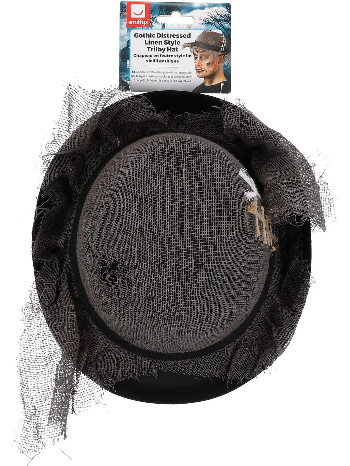 Smiffys Gothic Trilby cappello spaventapasseri grigio adulto