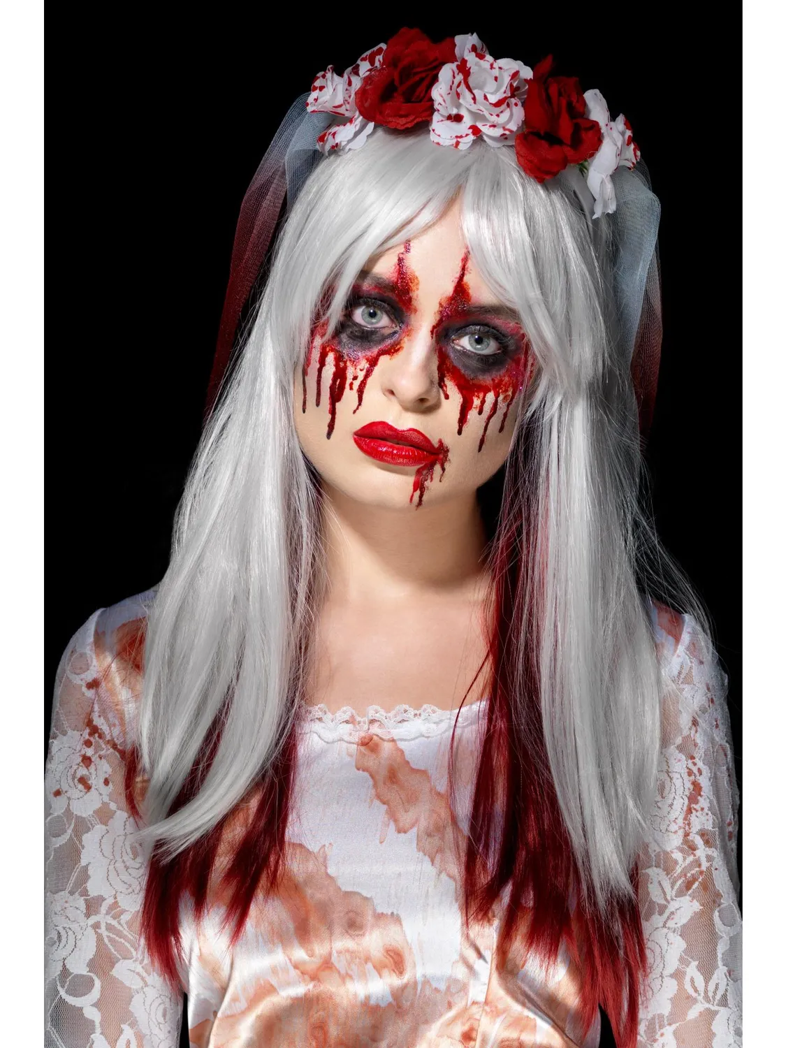 Smiffys Blood Drip Bride Kit Trucco Aqua Sposa Zombie
