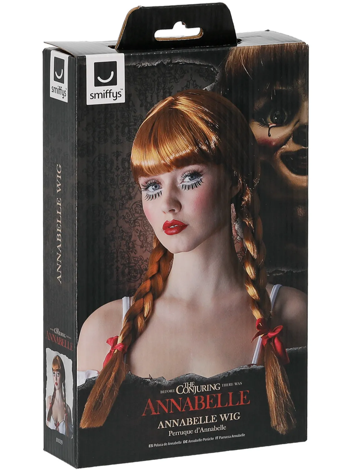 Smiffys Annabelle parrucca bambola horror trecce rosse
