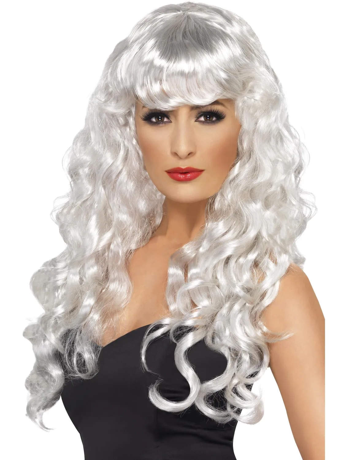 Smiffys Siren parrucca riccia viola lunga frangia donna