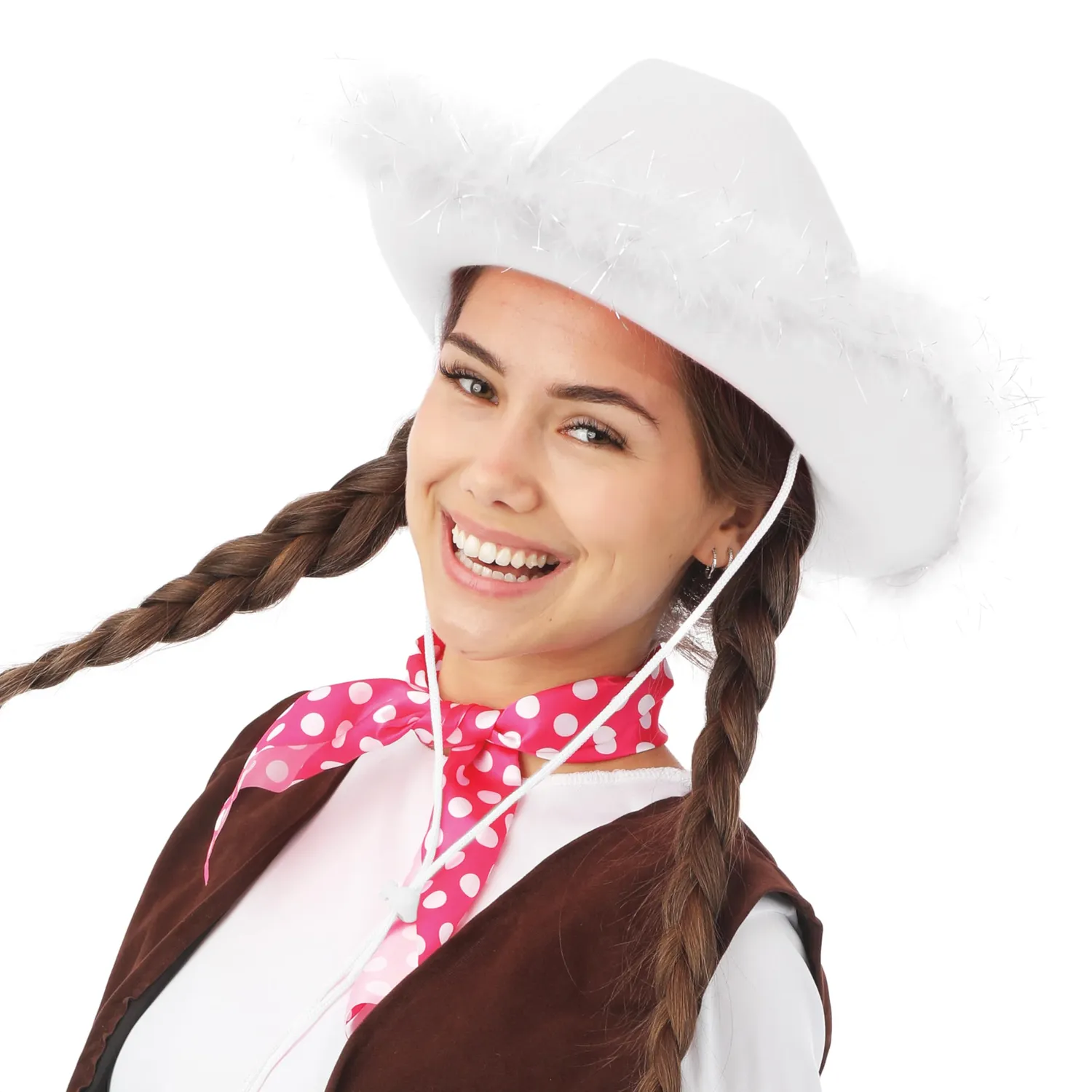 P'tit Clown Cow Girl cappello feltro bianco piume