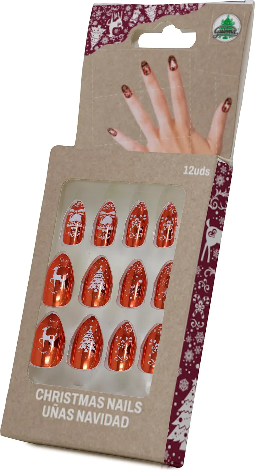 Fiestas Guirca Unghie Finte Natale Rosso Bianco 24 pz