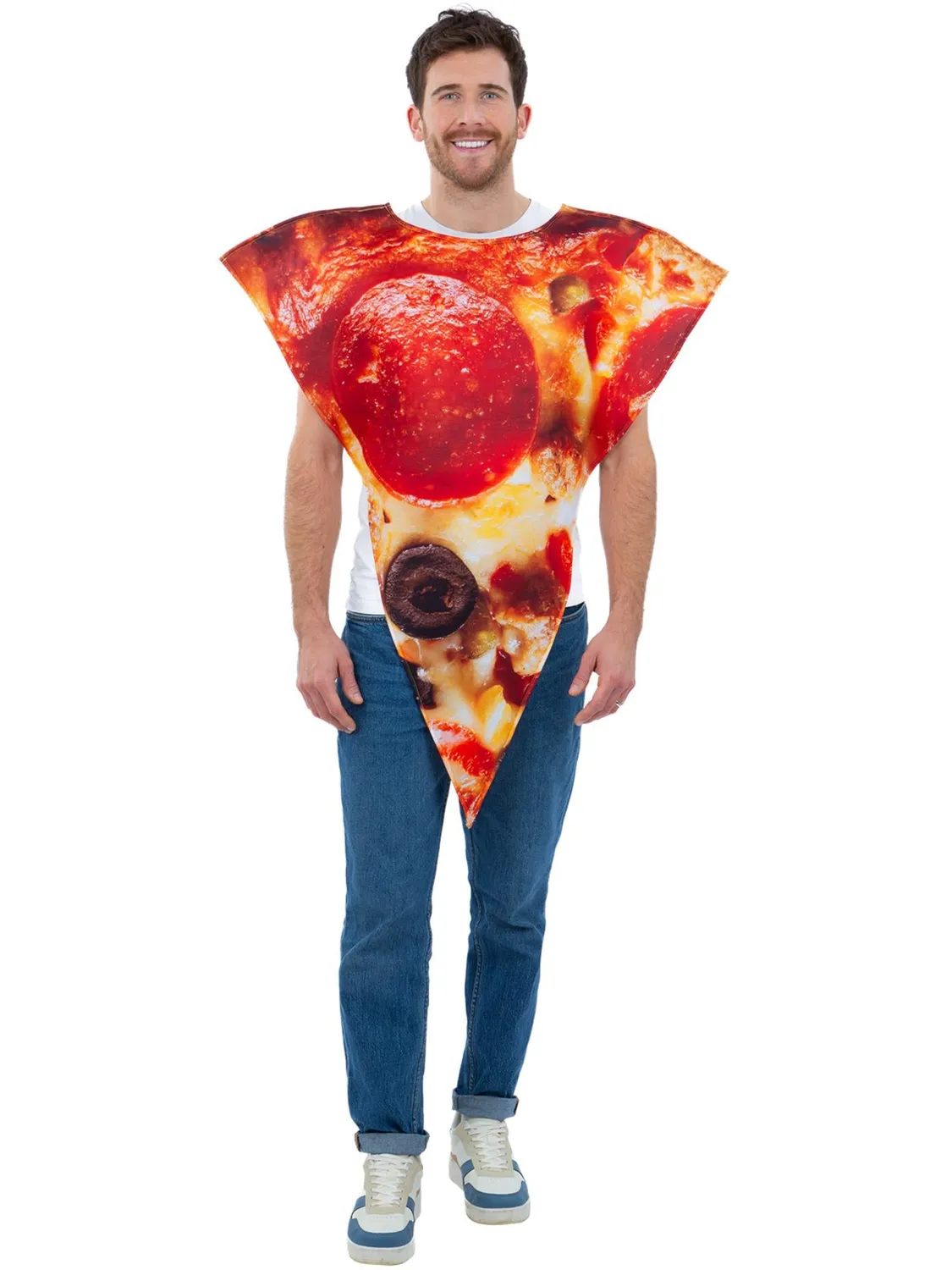 Smiffys Pizza Slice Costume poncho adulto stampa pepperoni