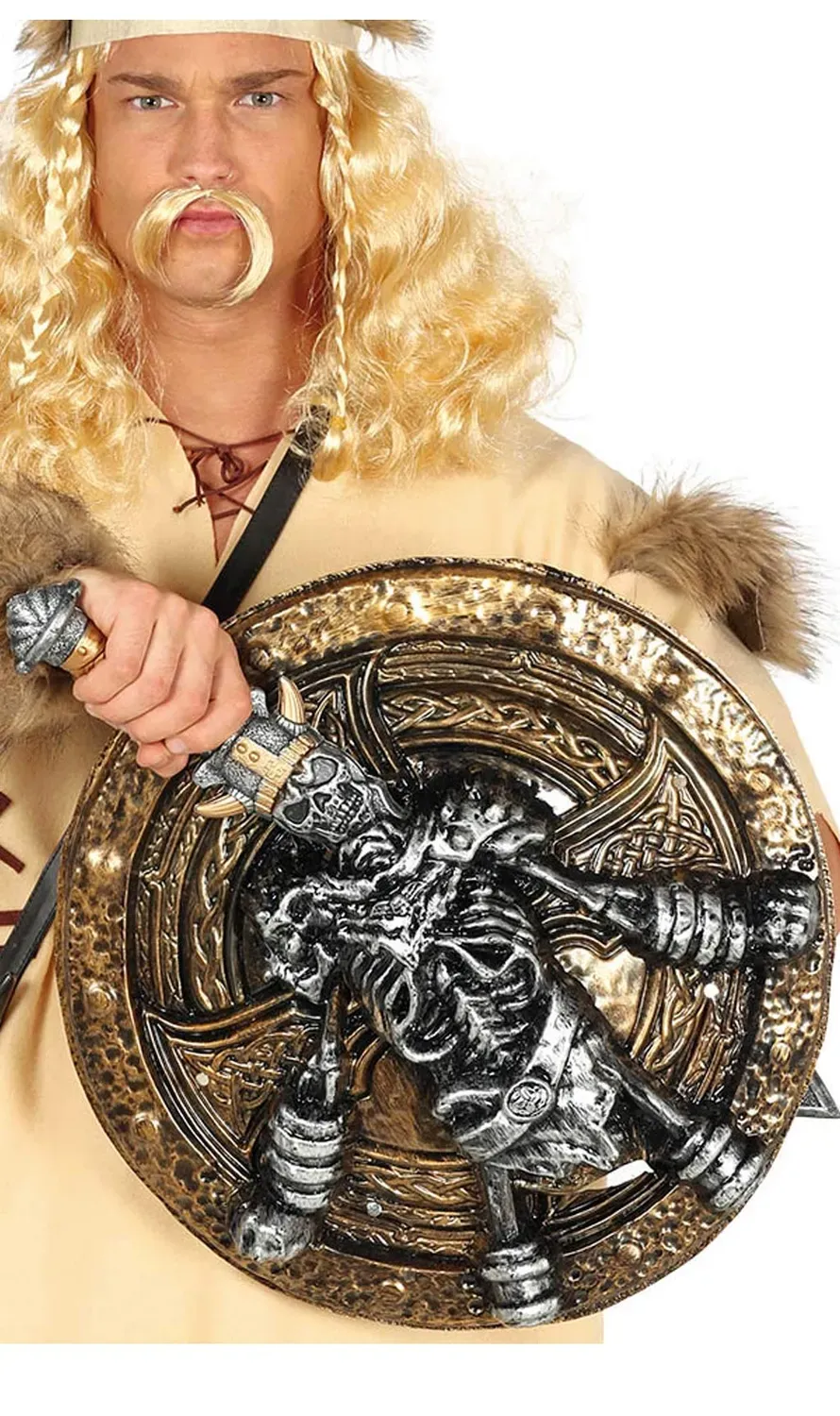 Guirca scudo medievale con spada oro 45cm 57cm