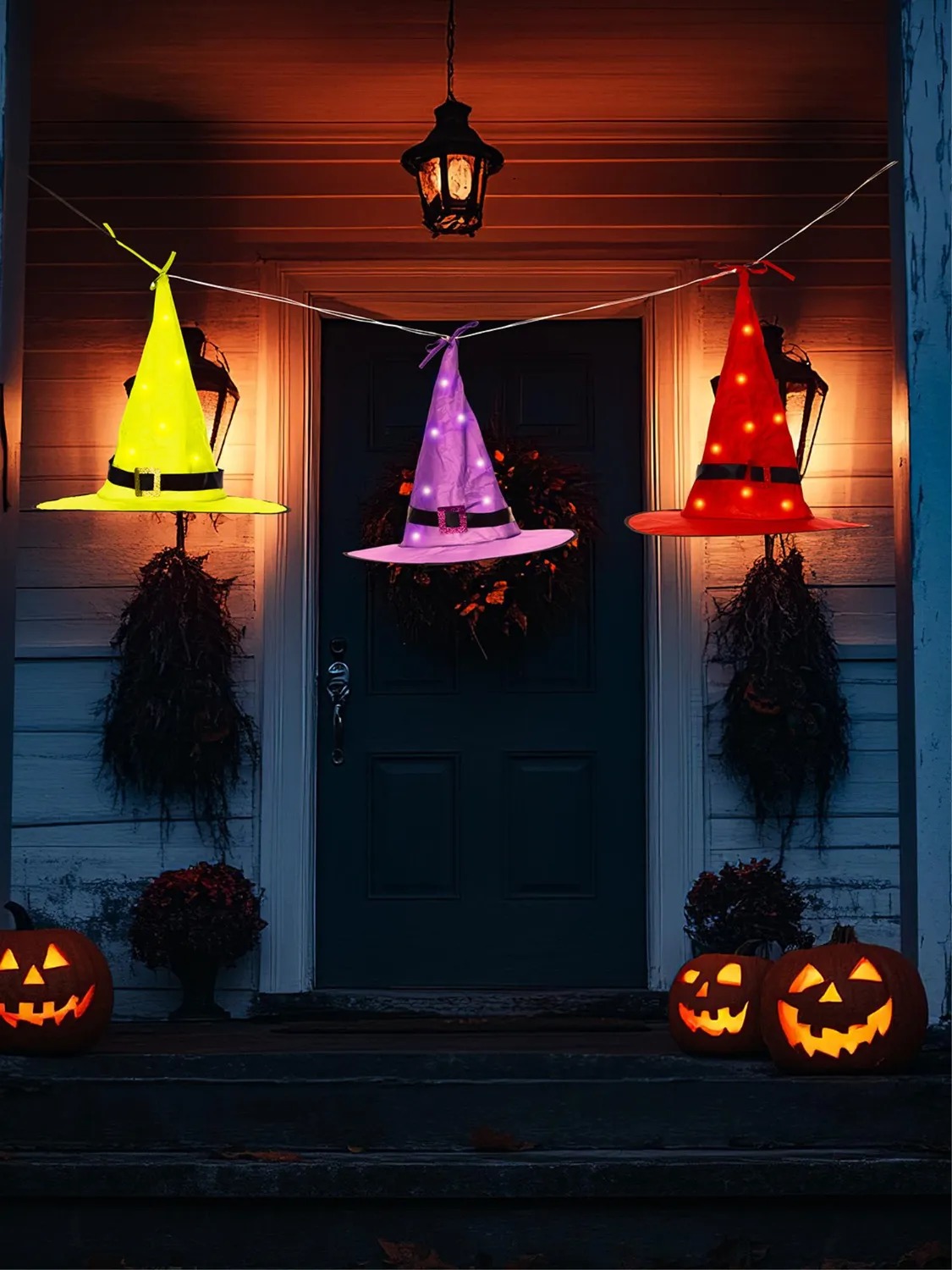 Smiffys LED Floating Witch Hats decorazione 3 pezzi