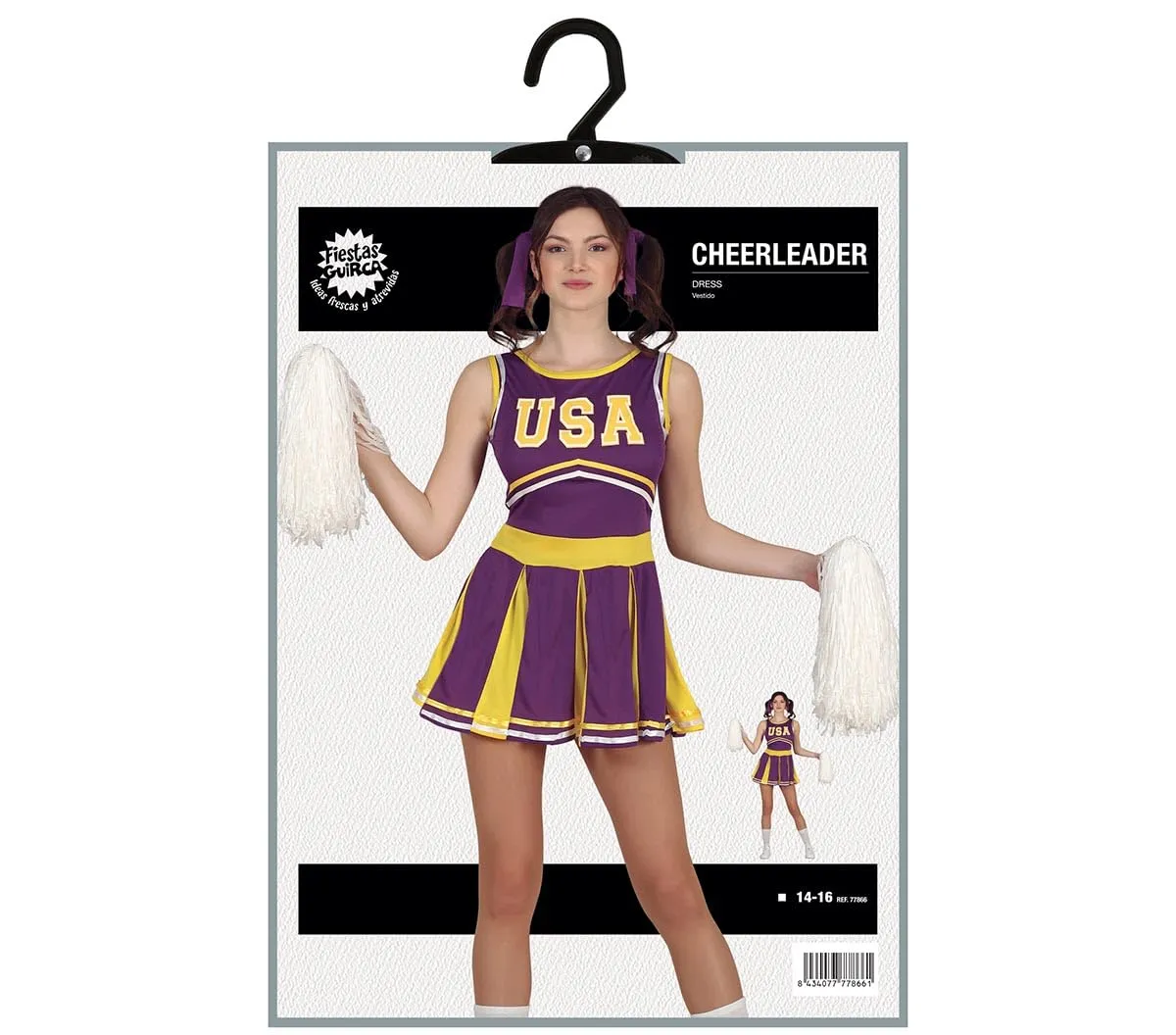 Guirca Cheerleader Teen Costume Viola Giallo Ragazza