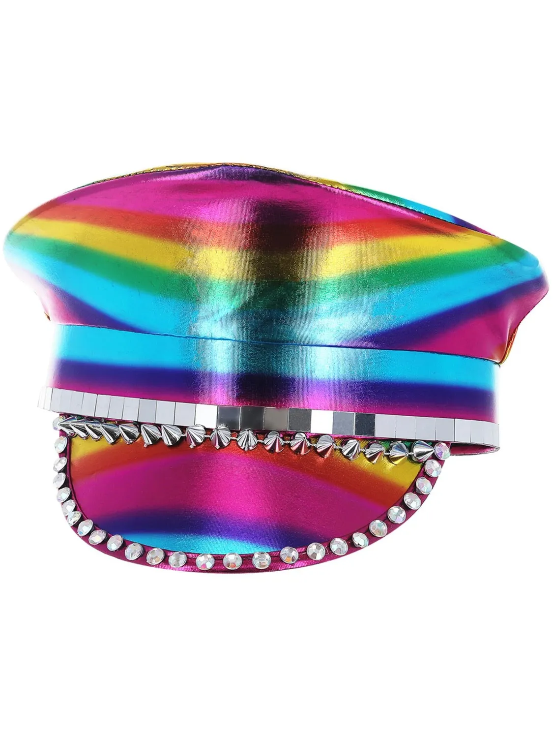 Smiffys Metallic Studded Rainbow cappello capitano arcobaleno