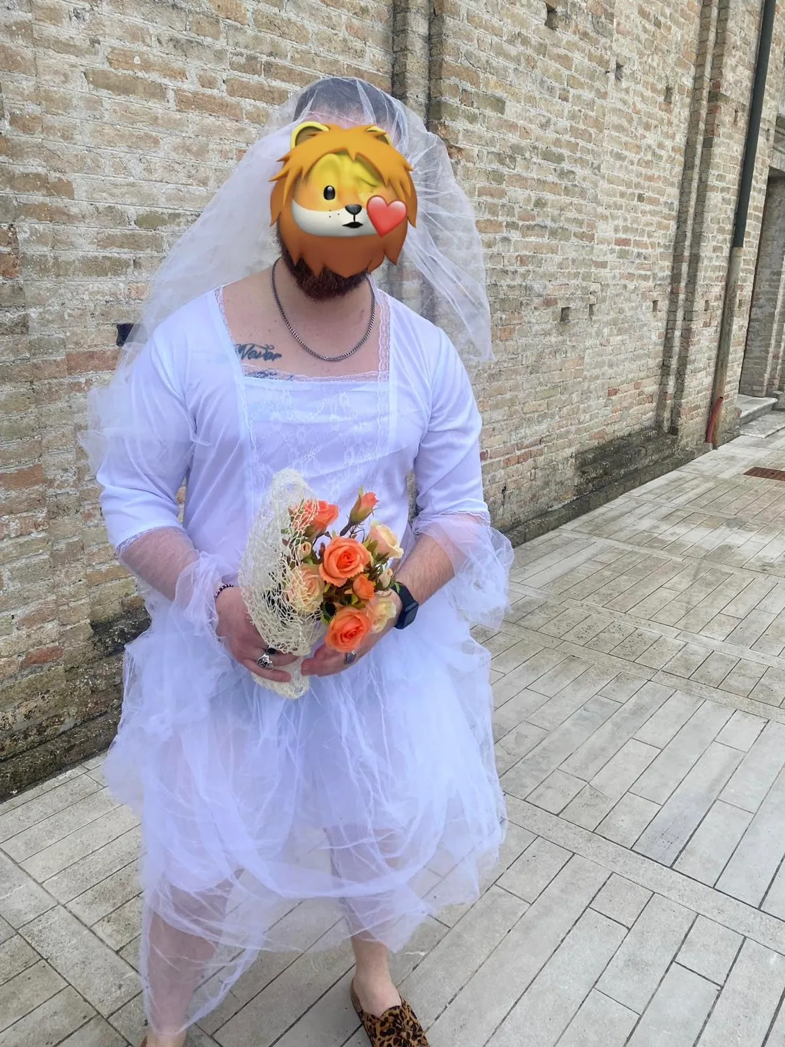Guirca Sposa costume uomo adulto bianco con velo