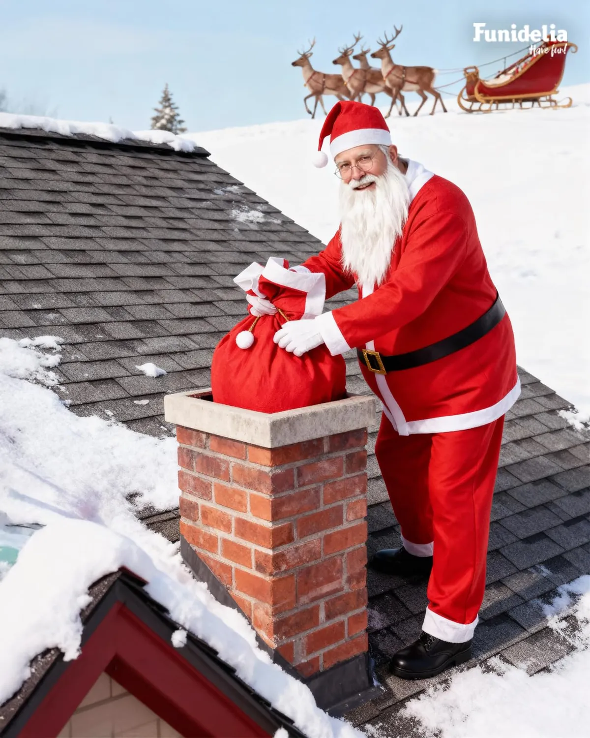 Funidelia Babbo Natale con Barba e Guanti costume uomo M rosso