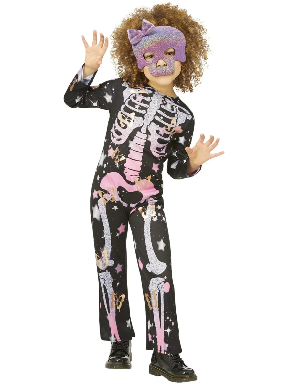 Smiffys Skeleton Rose Gold Costume Scheletro Bambina Tutina