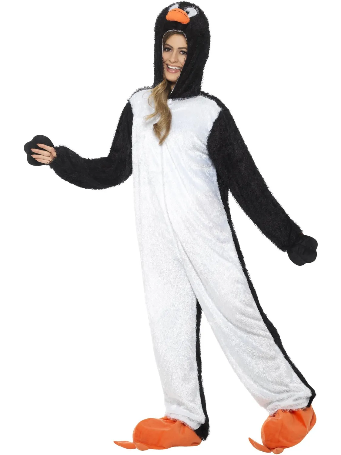 Smiffys pinguino costume adulto tuta con cappuccio