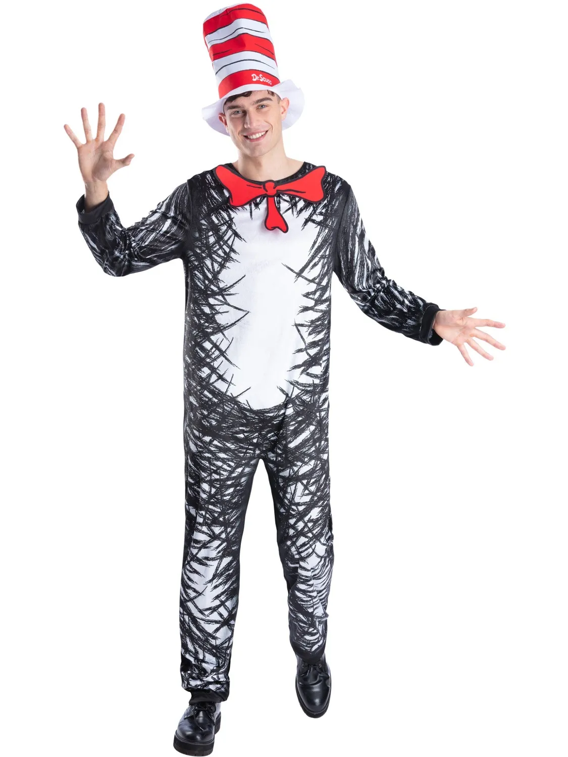 Smiffys Cat in the Hat costume adulto tuta e cappello