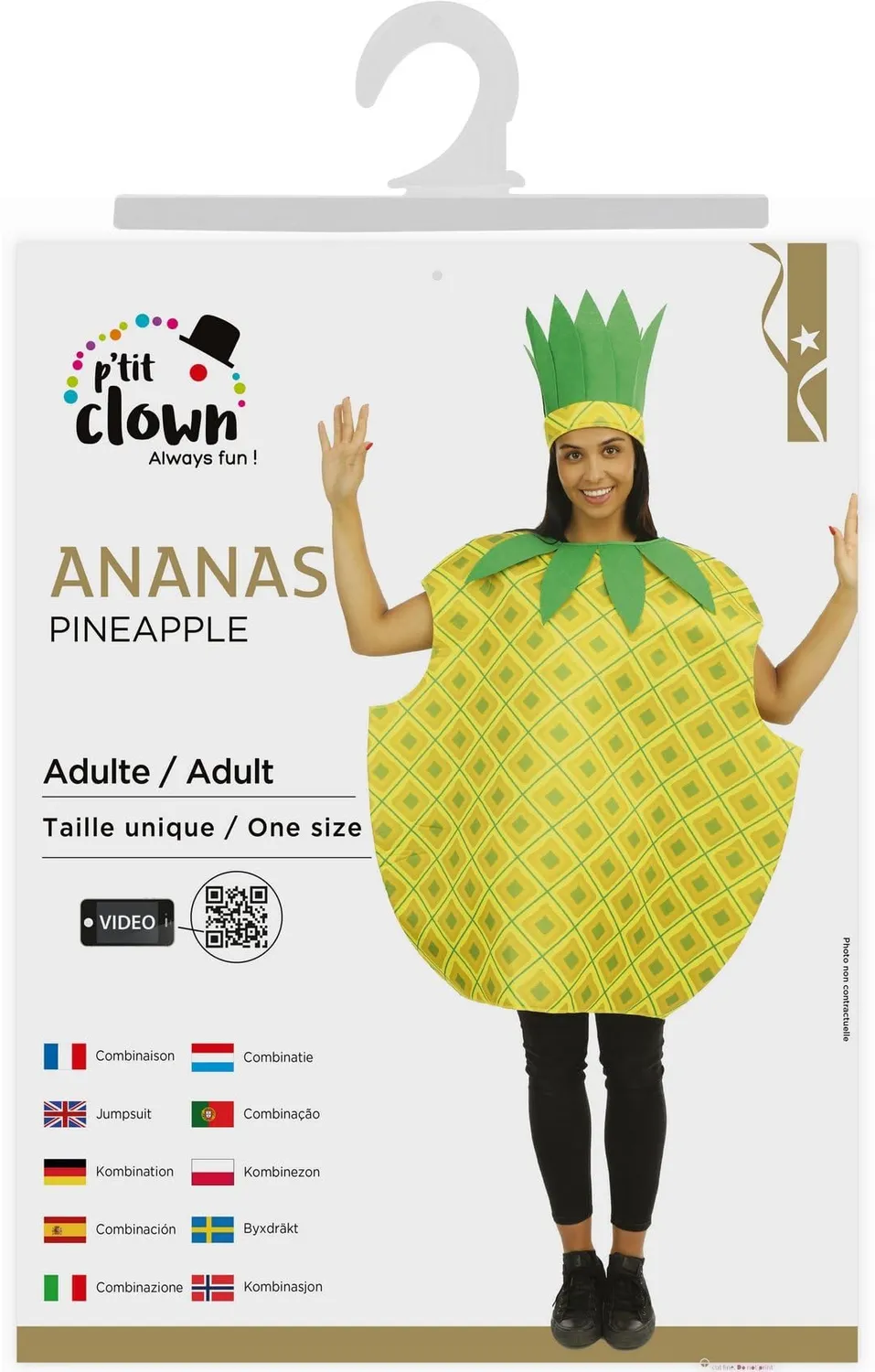 P'tit Clown Fruits Verdure ananas costume adulto taglia unica
