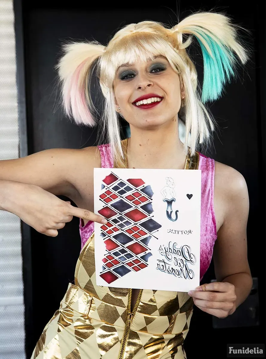 Funidelia Suicide Squad Tatuaggi Harley Quinn Nero