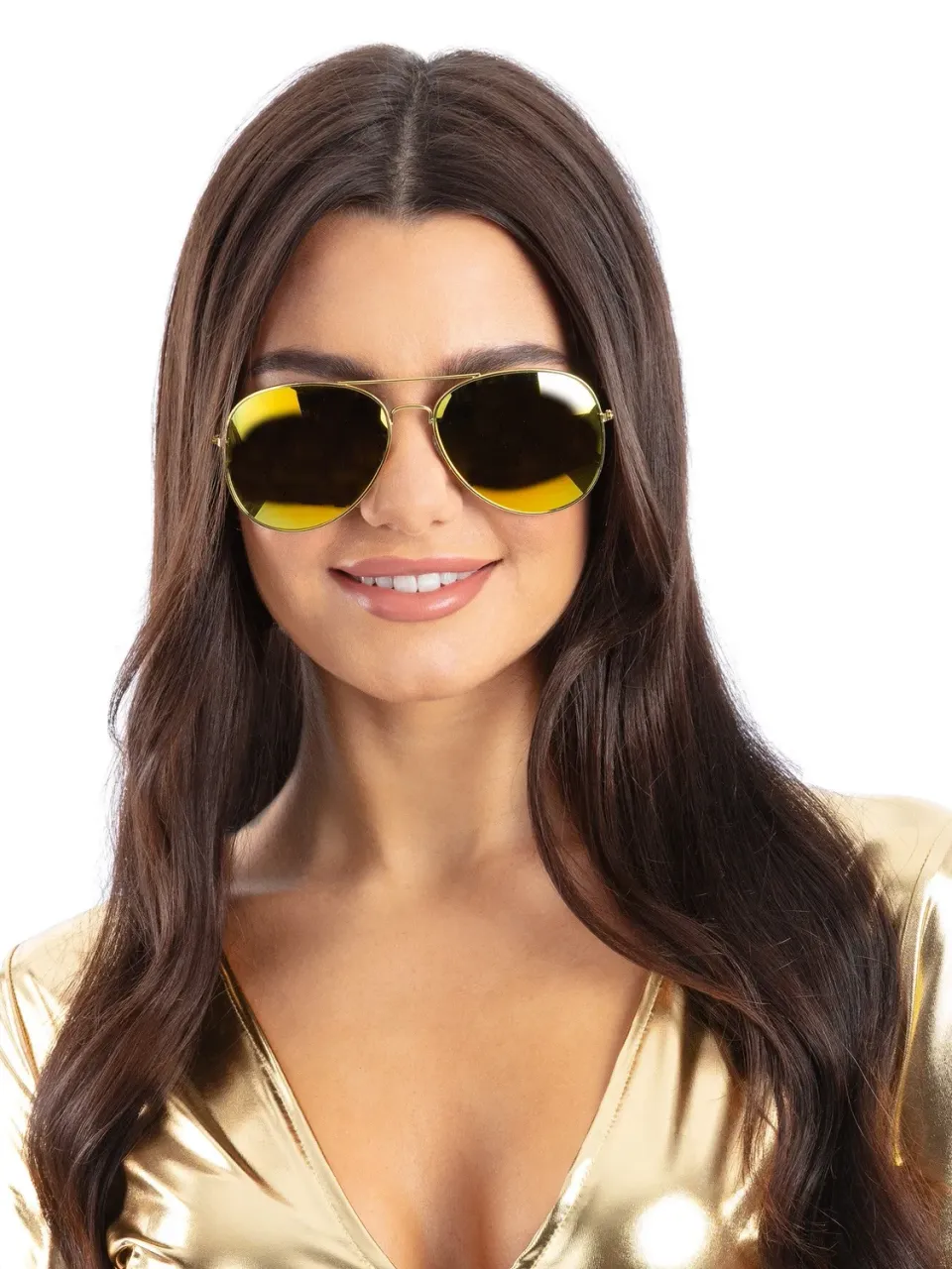 Smiffys Aviatore Oro Occhiali Specchiati Accessorio Carnevale