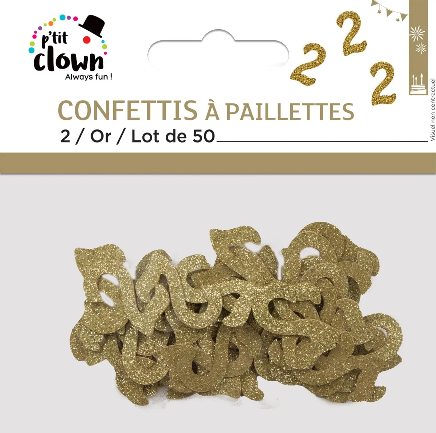 P'tit Clown re21033 coriandoli glitter numero 2 oro 50 pezzi