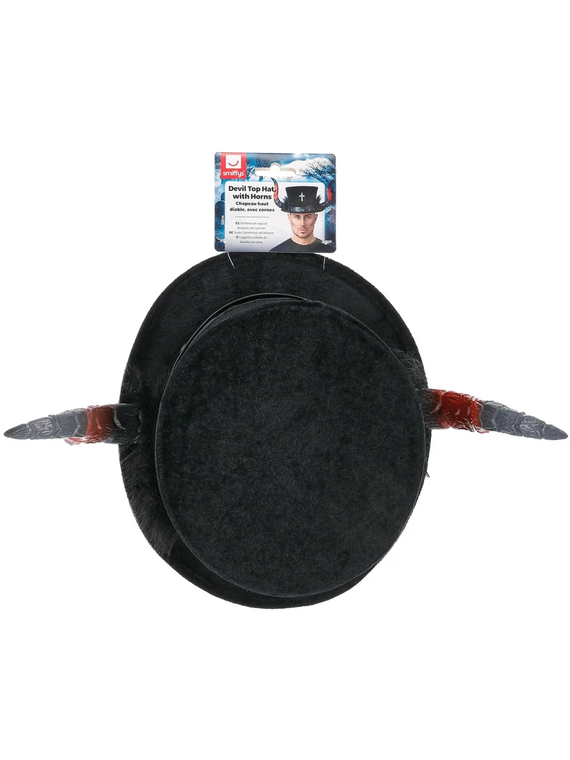 Smiffys Deluxe Devil cilindro diavolo nero corna rosse